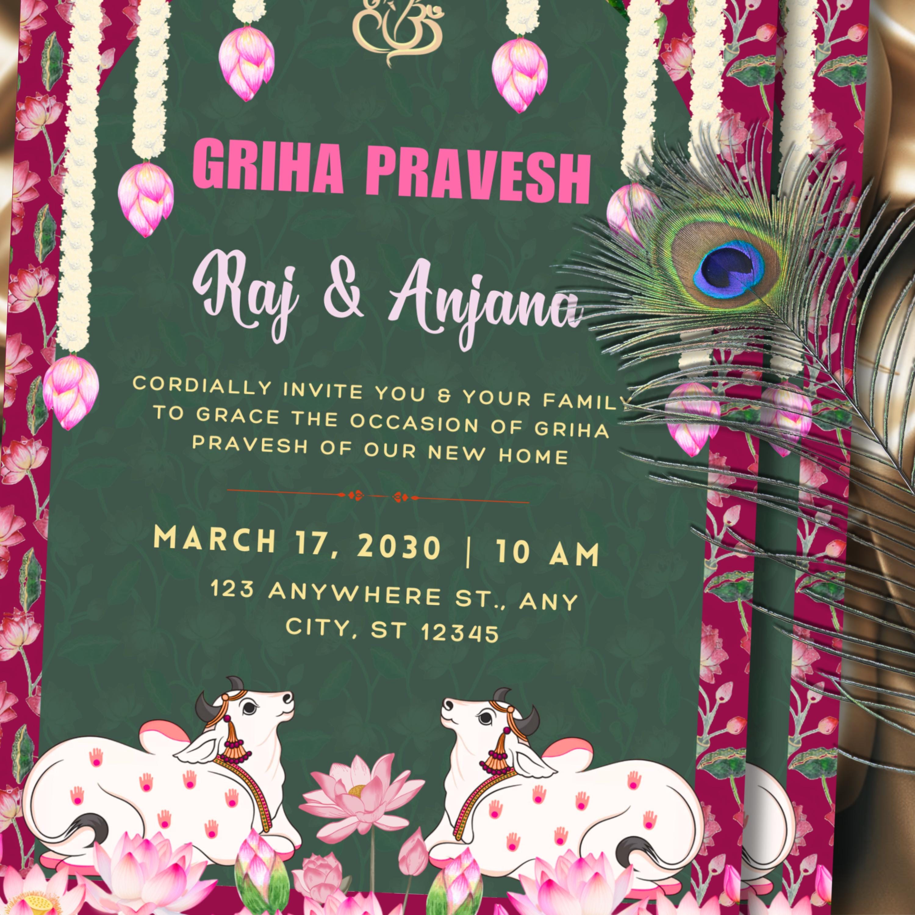 Indian Housewarming Invitation, Customizable Invitation for Indian ...