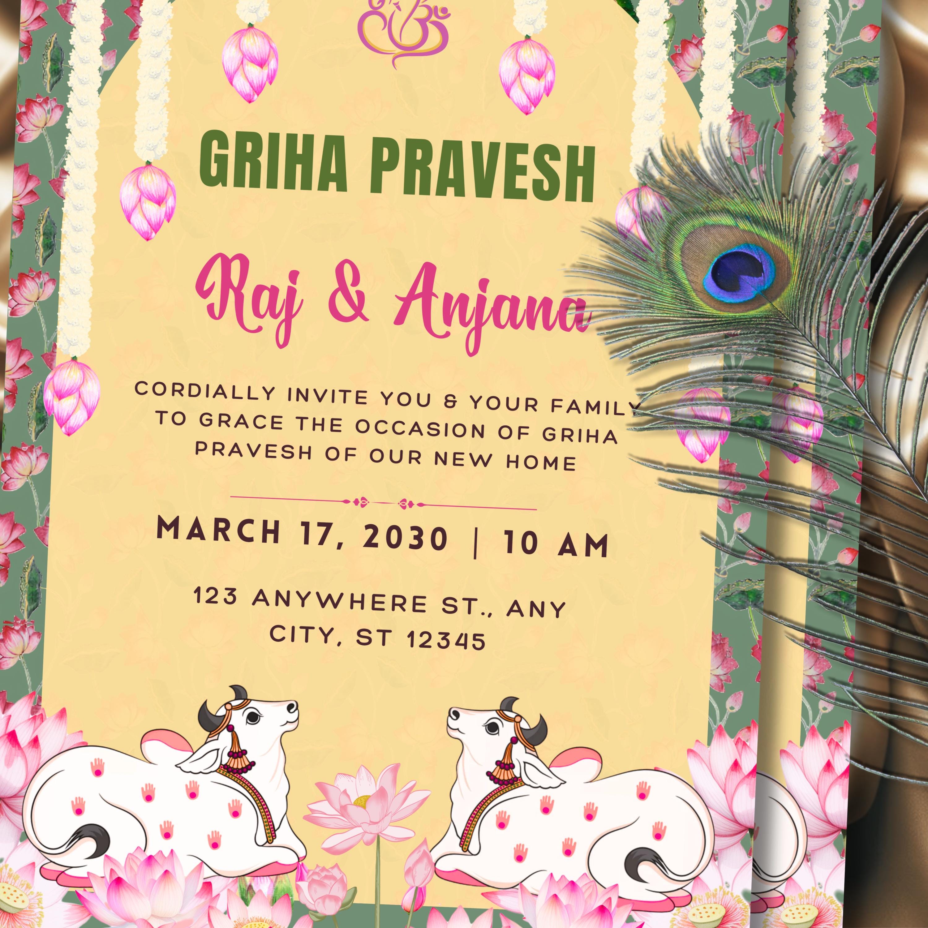 Indian Housewarming Invitation, Customizable Invitation for Indian ...