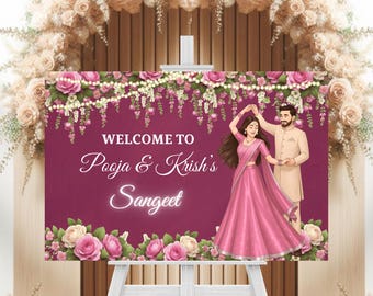 Customizable Sangeet Welcome Sign: Indian Wedding Decor (Digital Download)