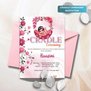 Baby Cradle Ceremony Invitation for Naming Ceremony, Girl Cradle Naming Invites Template, Indian Naming Ceremony, Digital Download