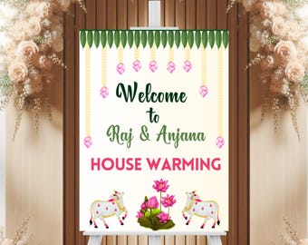 Indian Housewarming Welcome Sign, Customizable Grihapravesh Sign (Digital Download)