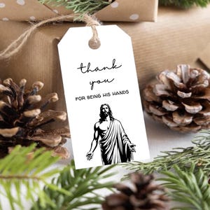 Dankjewel cadeaukaartje Jezus handen cadeaukaartje voor kerk bedankt cadeaukaartje Christian His Hands cadeaukaartje Afdrukbaar dienend cadeaukaartje handen