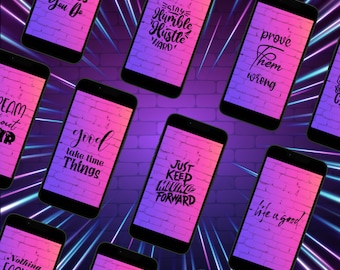 Fondo de pantalla motivacional de neón / Fondo de iPhone en tonos pastel vibrantes (descarga digital)