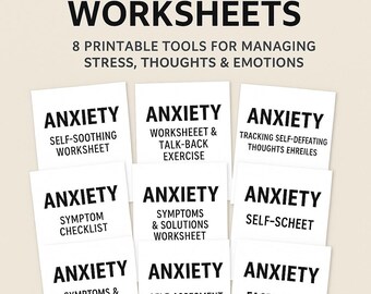 Anxiety Starter Pack for Adults | 8 Printable Worksheets to Calm Overthinking & Stress
