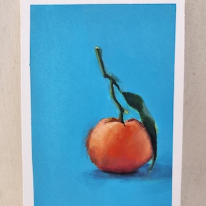DP2 | 4&quot;x6&quot; Original Gouache Painting on Illustration Board | Orange on Blue Background