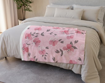 Pink Flower Soft Polyester Blanket