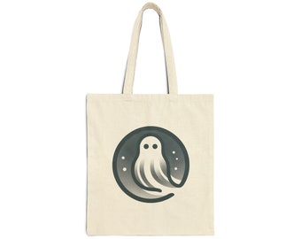 Ghost Logo Tote Bag - Playful Paranormal Design, Ideal for Ghost Hunters and Researchers