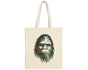 Bigfoot Face Canvas Tote Bag - Minimalist Cryptozoology Design, Eco-Friendly and Stylish Accessory