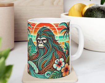 Hawaiian Style Bigfoot Mug – Ceramic Coffee Mug for Sasquatch Lovers | Funny Gift, Microwave and Dishwasher Safe, 11oz and15oz