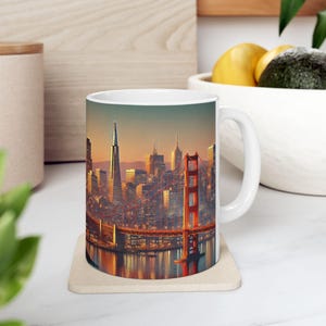 San Francisco Skyline Ceramic Mug, City Coffee Cup, Travel Lover Gift, Wanderlust Souvenir, California Tea Mug, Urban Skyline Decor