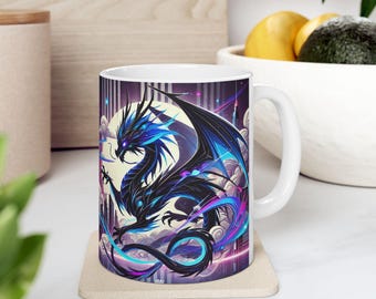 Keramische mok anime-fantasiedraak, theekop mystiek wezen, cadeau kerkers en draken, middeleeuwse koffiemok, decor drakenliefhebber keuken