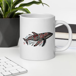 Pacific Northwest Orca Whale Mug – Pacific Northwest Indigenous Art Coffee Cup – Tribal Wildlife Design