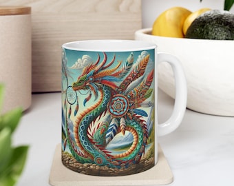 Keramische mok dromenvanger draak, theekop mystiek wezen, drakencadeau, middeleeuwse koffiemok, decor drakenliefhebber keuken