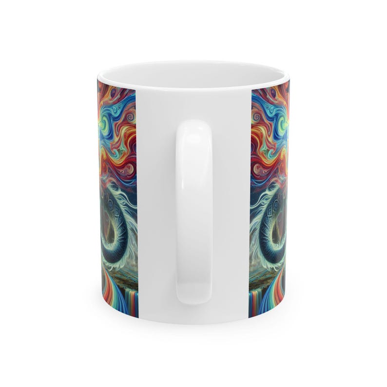Surrealist Dragon Ceramic Mug, Rainbow Coffee Cup, 11oz 15oz Tea Mug ...