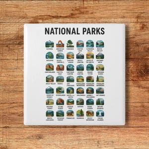 National Parks Ceramic Coaster Set, Nature Lover Gift, Home Decor, Travel Accessory, Outdoor Enthusiast Decor