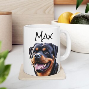 Personalized Rottweiler Dog Mug - Custom Dog Name Coffee Cup, Perfect Gift for Dog Lovers