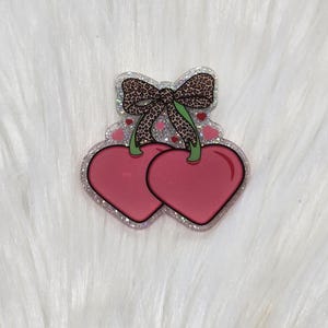 Heart cherries, Badge Reel, pink