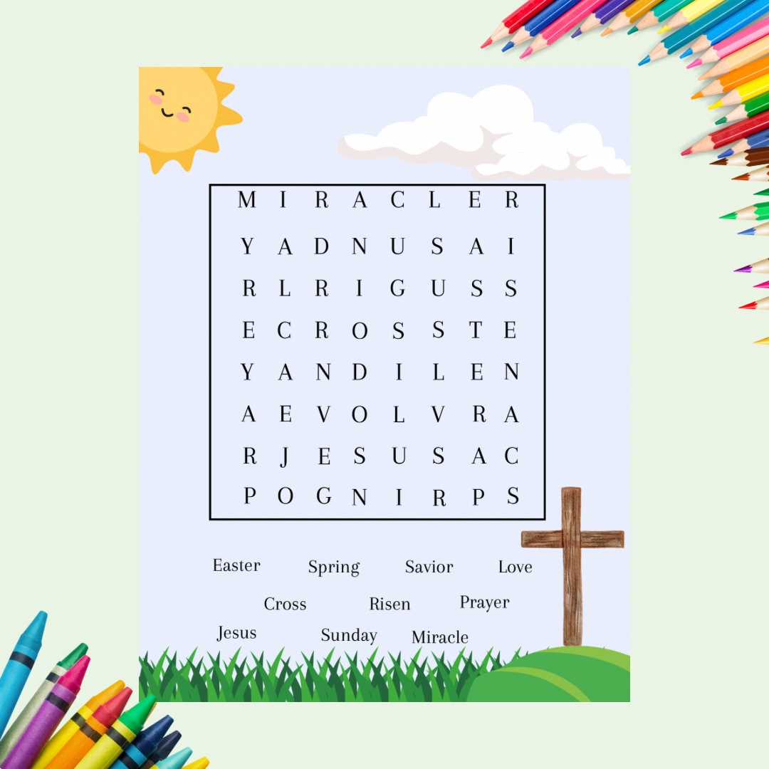 Christian Easter Word Search Easter Puzzle for Kids Cute Easter Puzzle ...