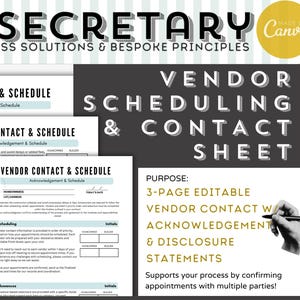Vendor Contact Scheduling Sheet | Builder & Designer Client Template | Editable PDF with Disclosures | Custom Home Selections Organizer