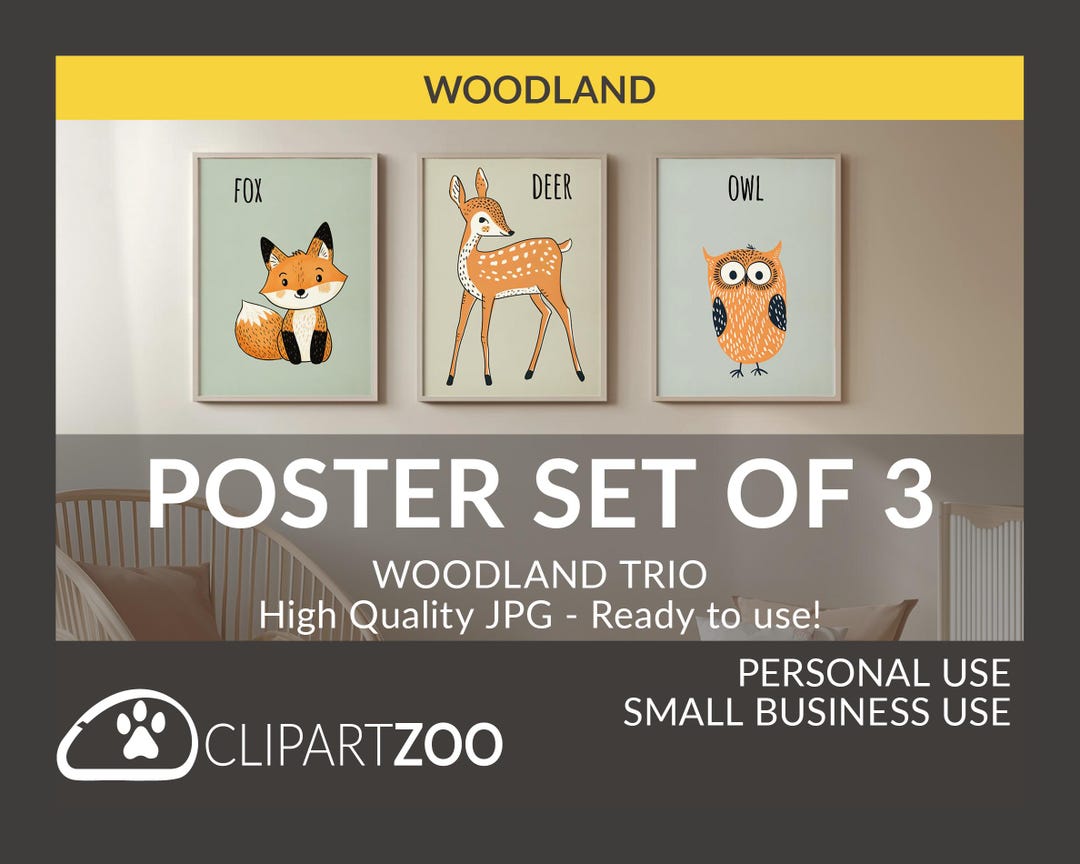 Woodland Animal Nursery Wall Art – WOODLAND TRIO (set of 3 Printable ...