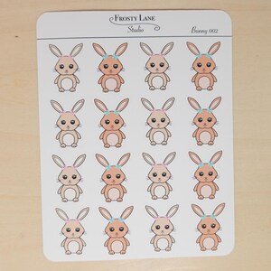 002 Hasen Stickerbogen, brauner Hase Stickerbogen, Frühlings Sticker, Ostern Sticker, Bujo Planer Sticker