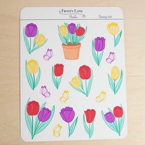 Spring 021, Tulip Sticker Sheet , Spring stickers perfect for planners and bullet journal, tulip sticker
