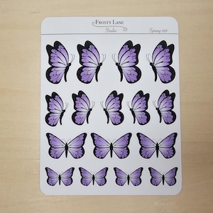 Spring 018, Purple Butterfly Sticker Sheet , Spring sticker perfect for planners and bullet journal, colorful butterfly