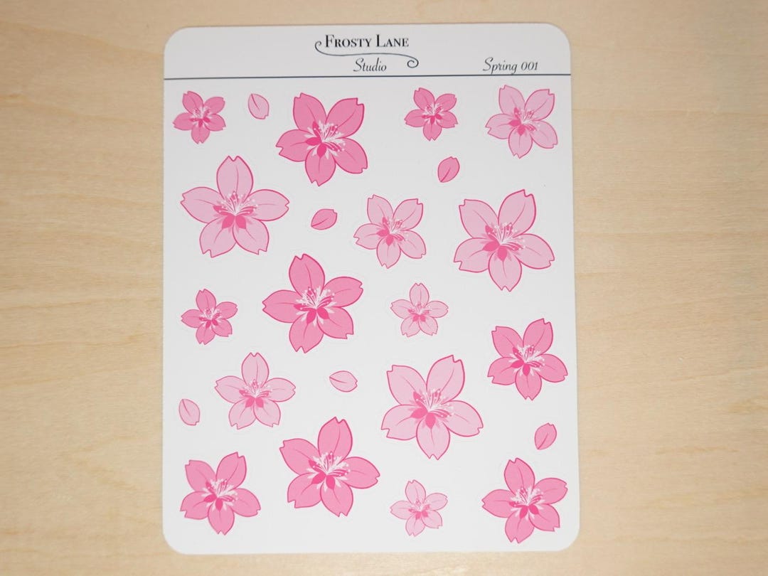 Pink Cherry Blossom Stickers - Spring Planner Stickers - Etsy