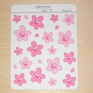 Spring 001, Pink Cherry Blossom Sticker Sheet , Spring sticker perfect for planners and bullet journal,  Sakura sticker, pink flower sticker