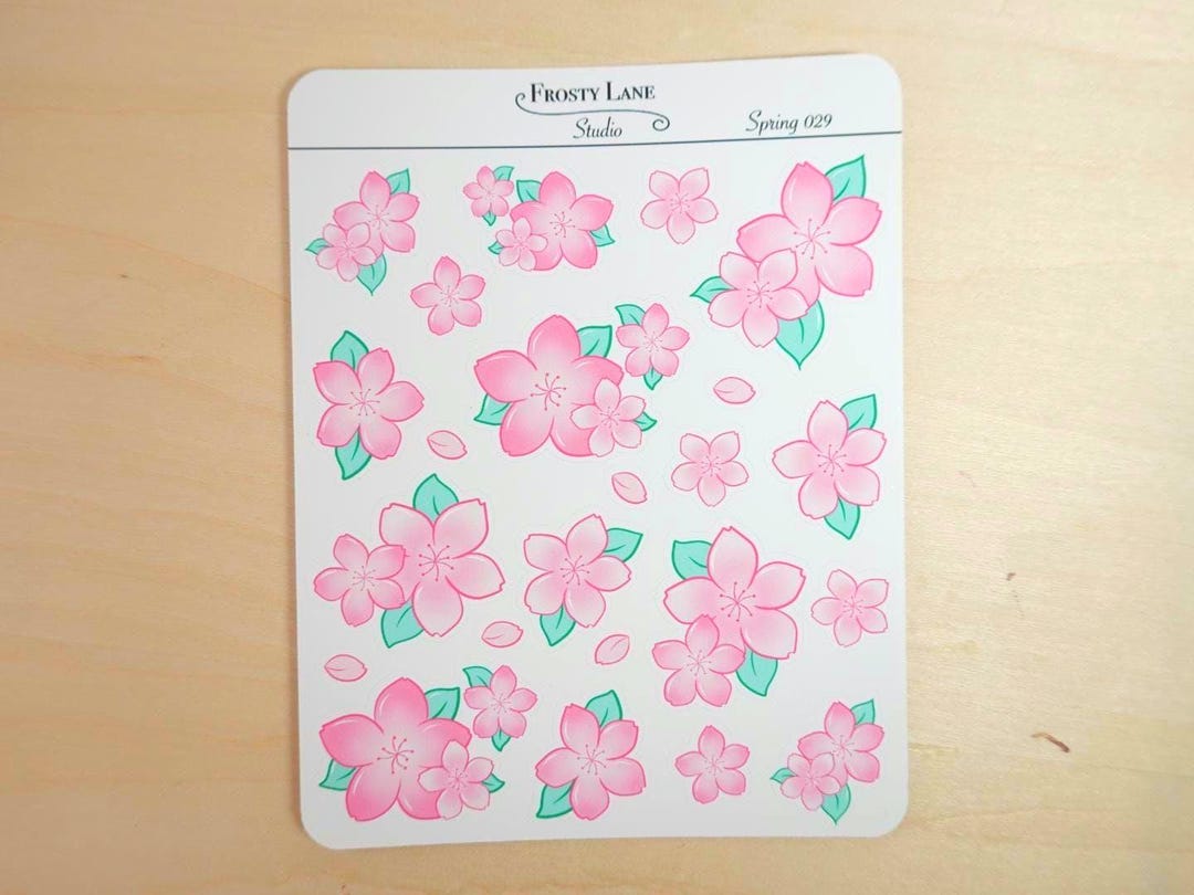 Pink Cherry Blossom Stickers - Spring Planner Stickers - Etsy