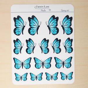 Spring 017, Blue Butterfly Sticker Sheet , Spring sticker perfect for planners and bullet journal, colorful butterfly
