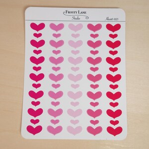 023 Heart Sticker Sheet - Pink Colorful Heart Sticker Sheet