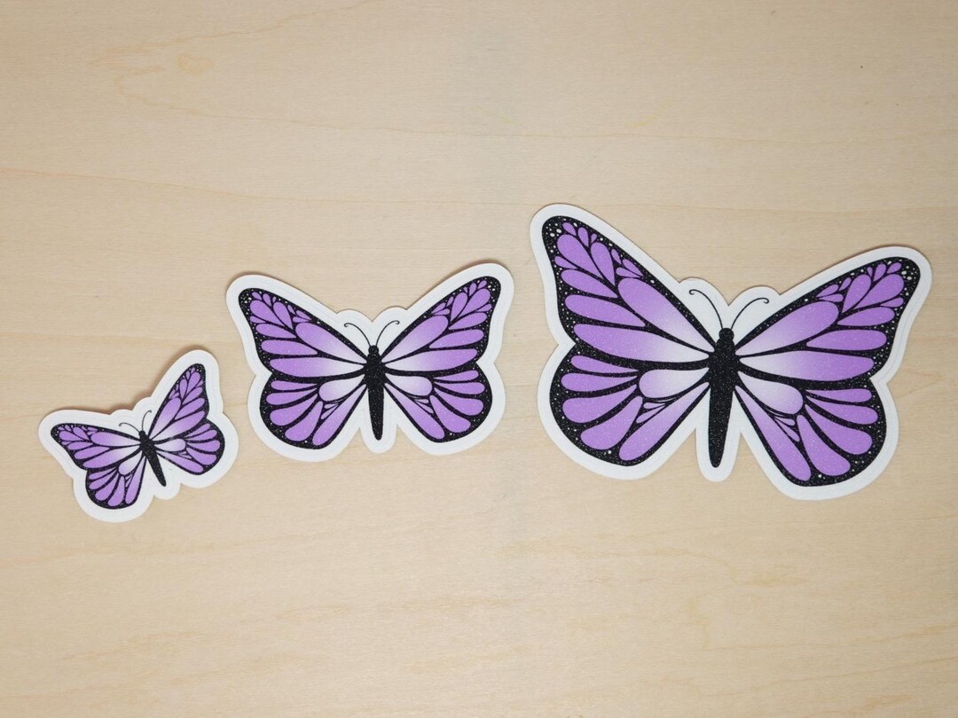Purple Butterfly Glitter Matte Sticker - Etsy