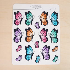 Spring 007, Butterfly Sticker Sheet , Spring sticker perfect for planners and bullet journal, colorful butterfly