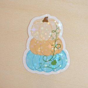 Stacked Pumpkin Sticker, Holographic Fall Decor