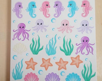 Under the Sea Sticker Sheet, Planner Scrapbook Stickers