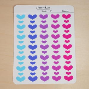 022 Heart Sticker Sheet - Colorful Heart Sticker Sheet