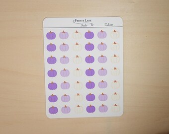 Purple Pumpkin Sticker Sheet, Fall Planner Stickers, Bujo Accessories