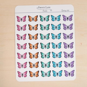 Spring 012, Butterfly Sticker Sheet , Spring sticker perfect for planners and bullet journal, colorful butterfly