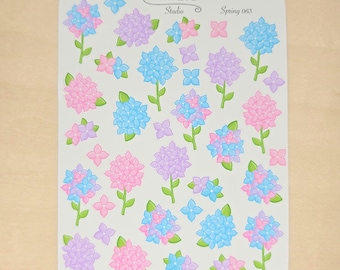 Pastellfärgade hortensia-klistermärken | Planerare, dagbok, scrapbook-dekaler