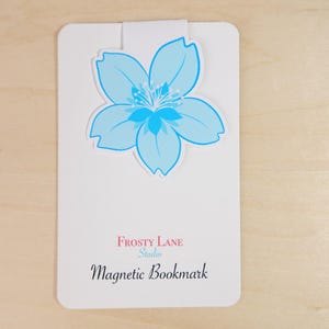 Blue Cherry Blossom Magnetic Bookmark, Spring bookmark, Sakura bookmark
