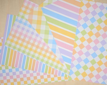 Pastel Rainbow Pattern Sticker Paper Set | Junk Journal Collage Sheets