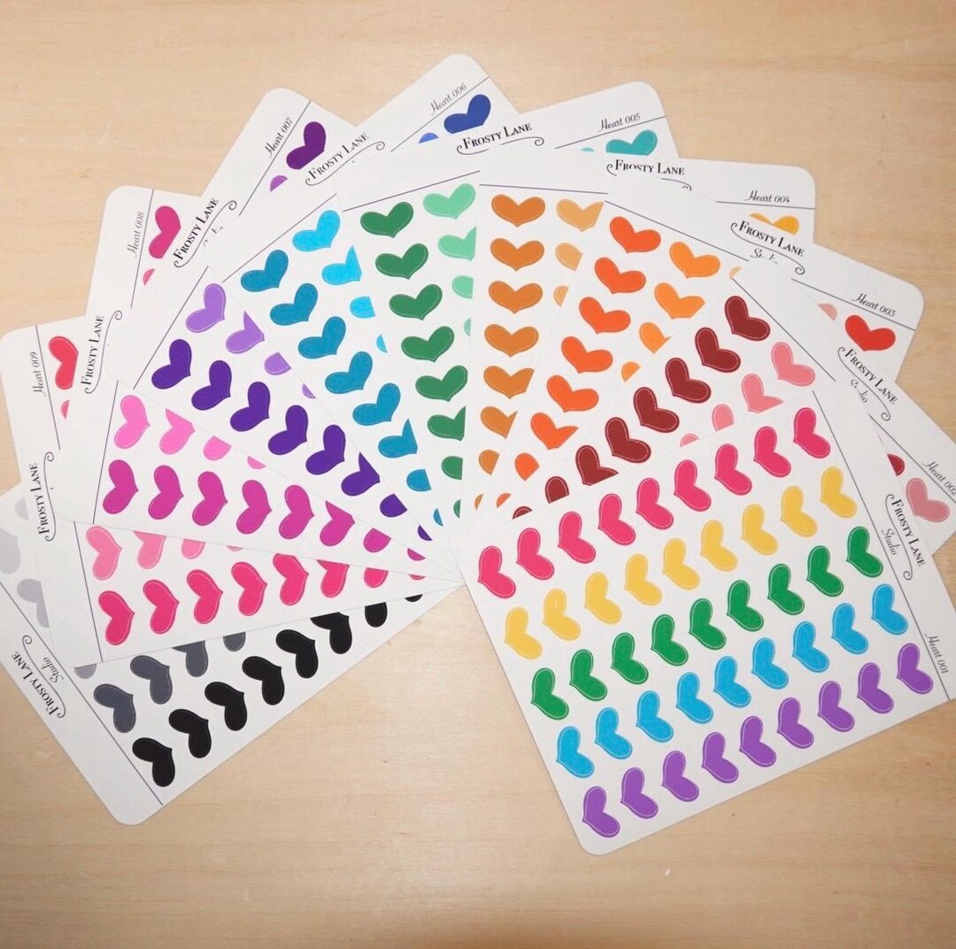 Rainbow Heart Stickers - Planner Stickers, Colorful Hearts - Etsy