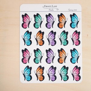 Spring 008, Butterfly Sticker Sheet , Spring sticker perfect for planners and bullet journal, colorful butterfly