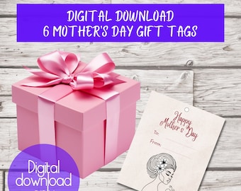 Etiquetas de regalo para el Día de la Madre, diseño lineal imprimible (descarga digital)