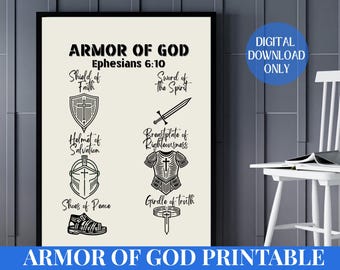 Armor of God Poster: Epheser 6 Schriftkunst (Digitaler Download