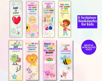 Kids' Scripture Memory Bookmarks: Bible Verse Coloring Pages (Digital Download)