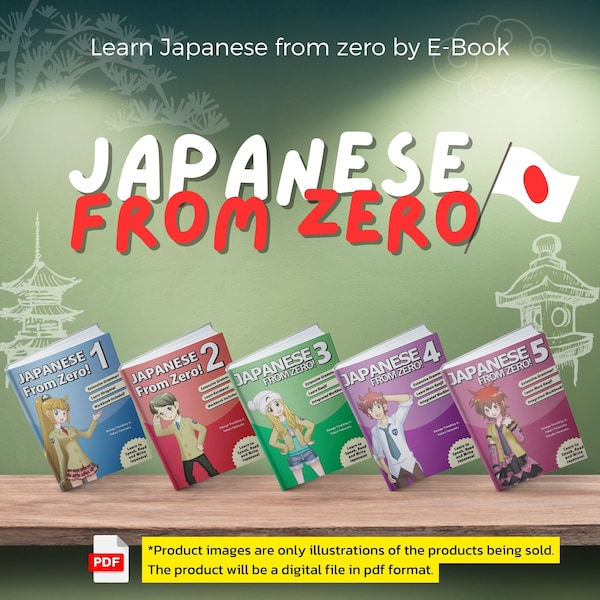 Japanese Learning e-book set, Japanese from Zero Set 1–5 by George Trombley