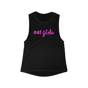 Eco-friendly Muscle Tank, Exercise Shirt with &#39;Eat Girls&#39; Logo, Fitness Top for Women, Workout Sleeveless Tee, Gym Apparel, Active Wear Tank