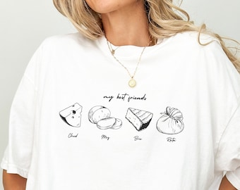 Cheese Best Friends Doodle Shirt | Cheese Lover Shirt, Foodie Gifts, Cute Cheese Gifts, Oversized Funny Graphic Tees